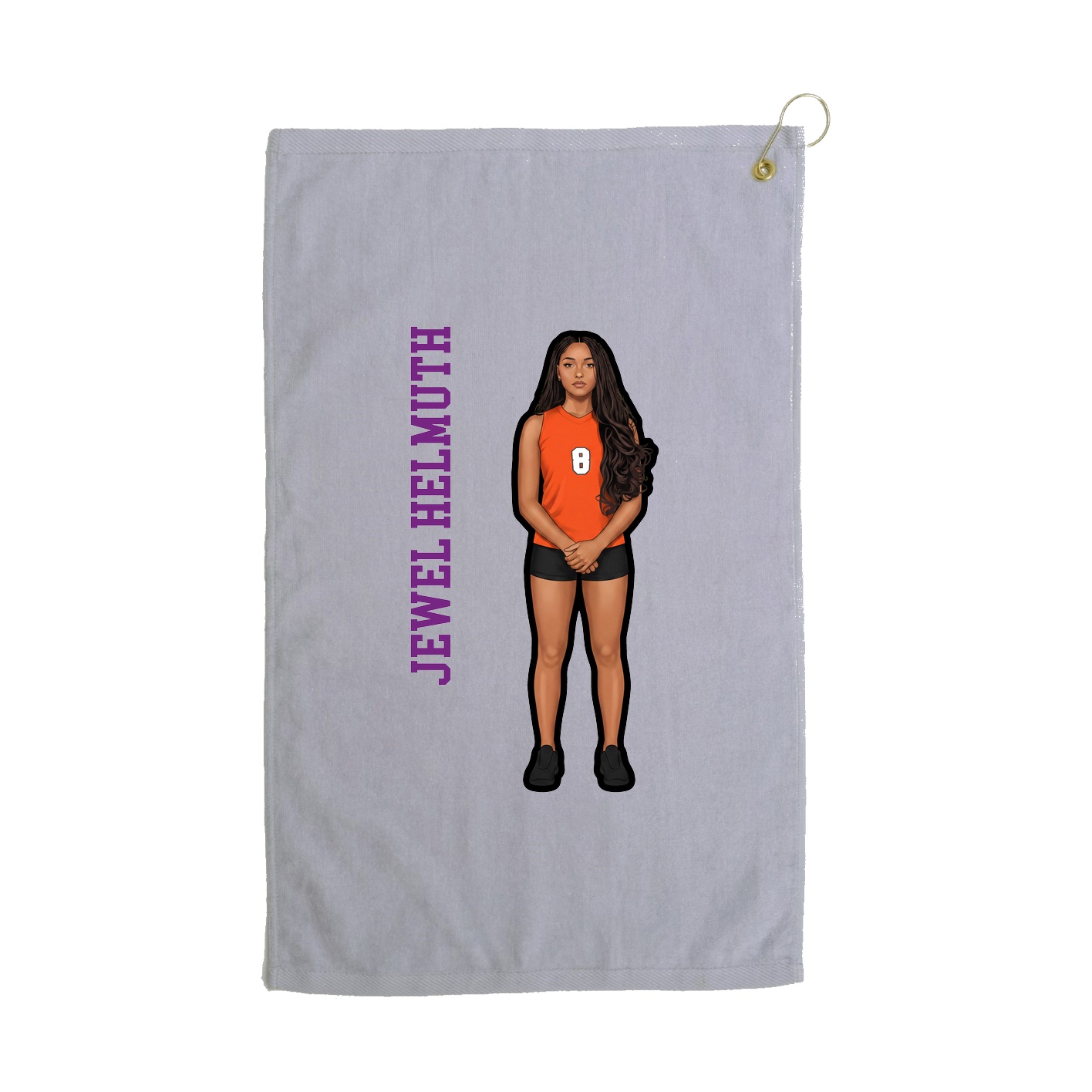 Golf Towel — Name Vertical in Grey