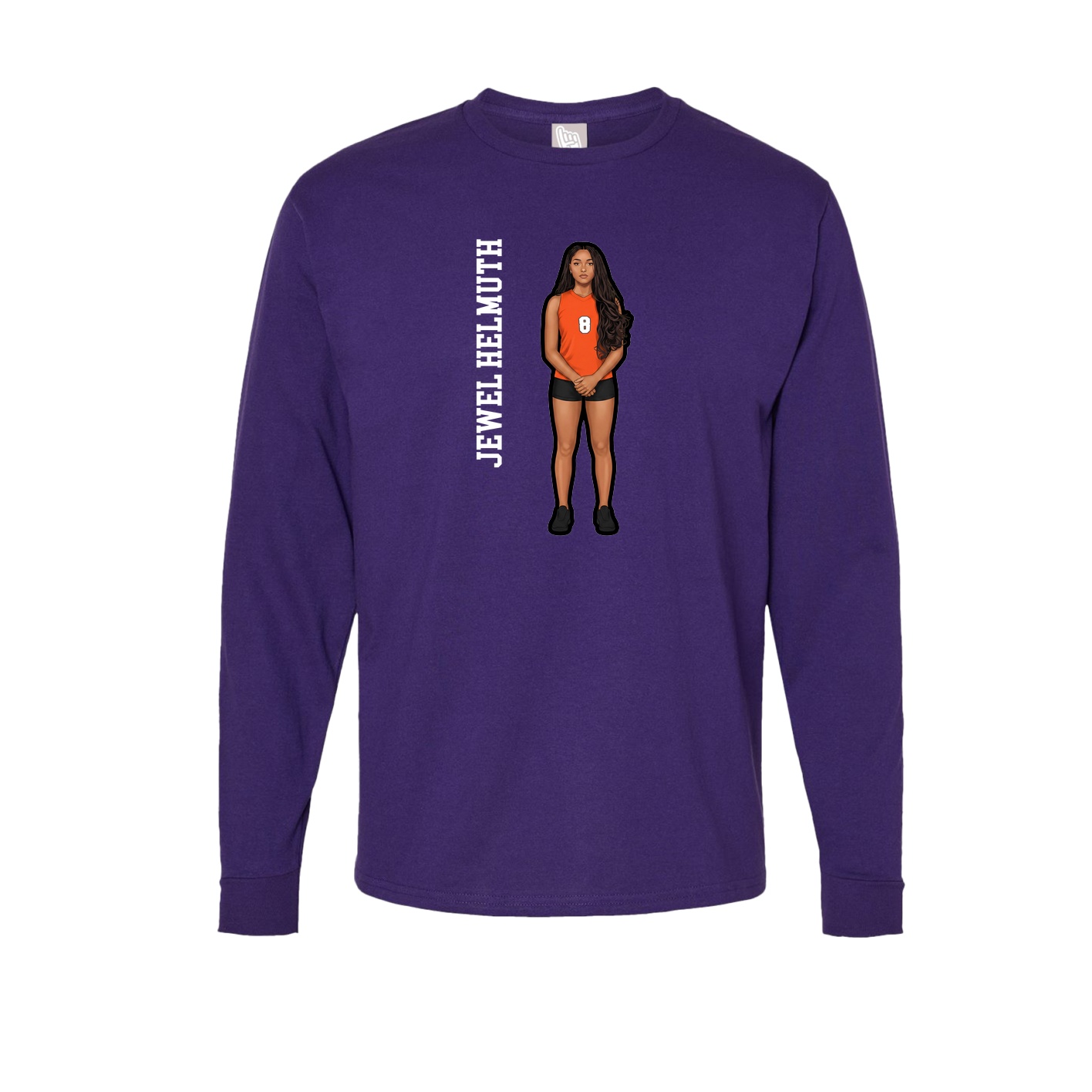 Long Sleeve Tee — Name Vertical in Purple