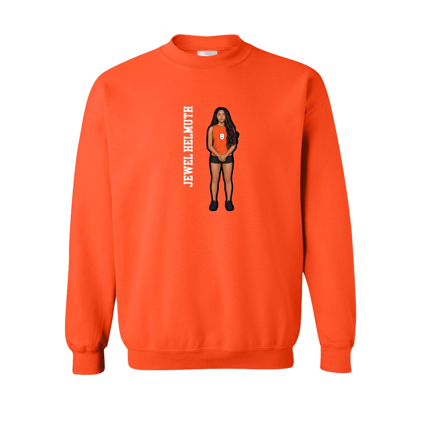Fleece Crew — Name Vertical in Orange