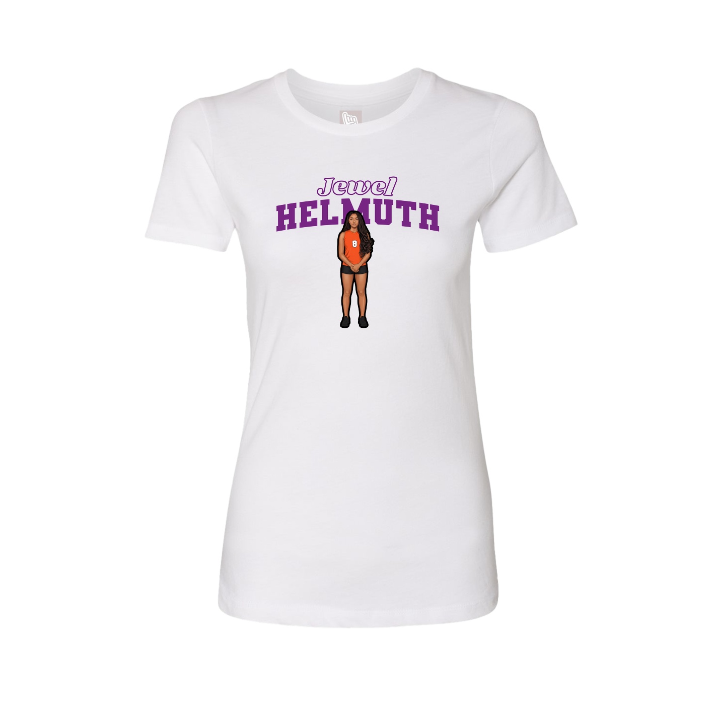 Fitted Women's Tee — Name Arch in White