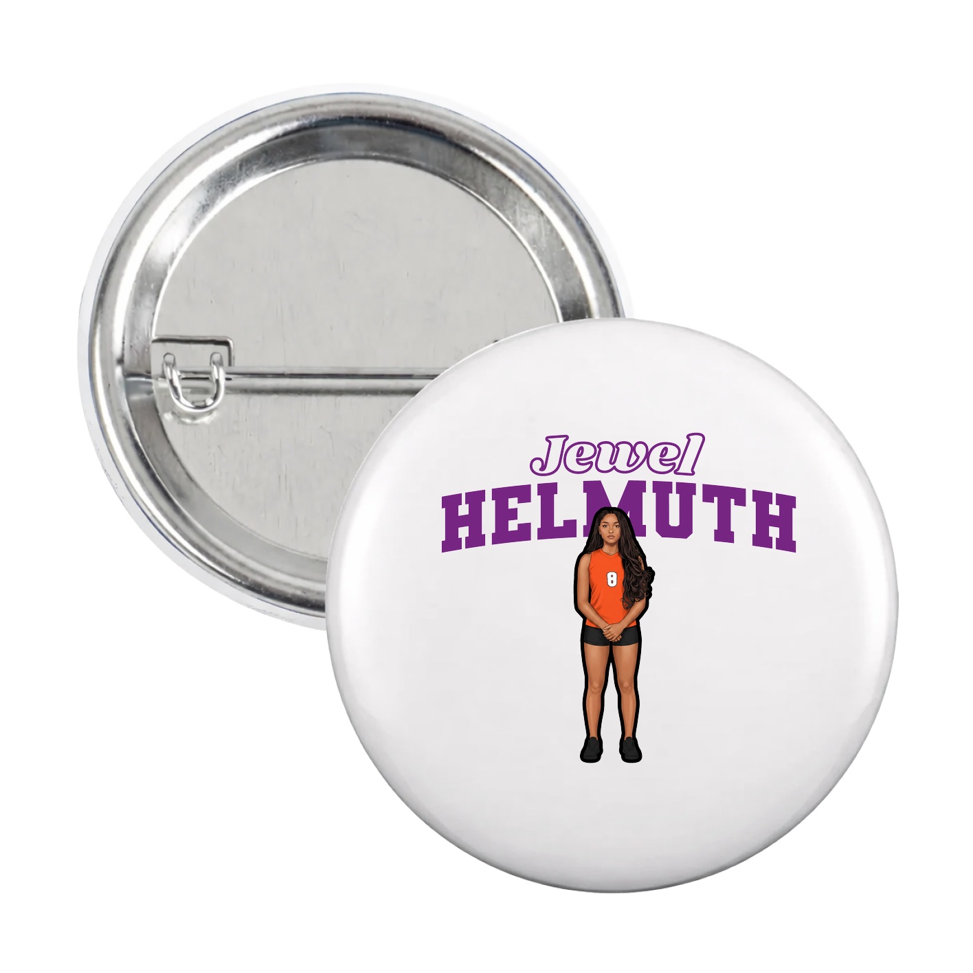Game Day Button — Name Arch in White