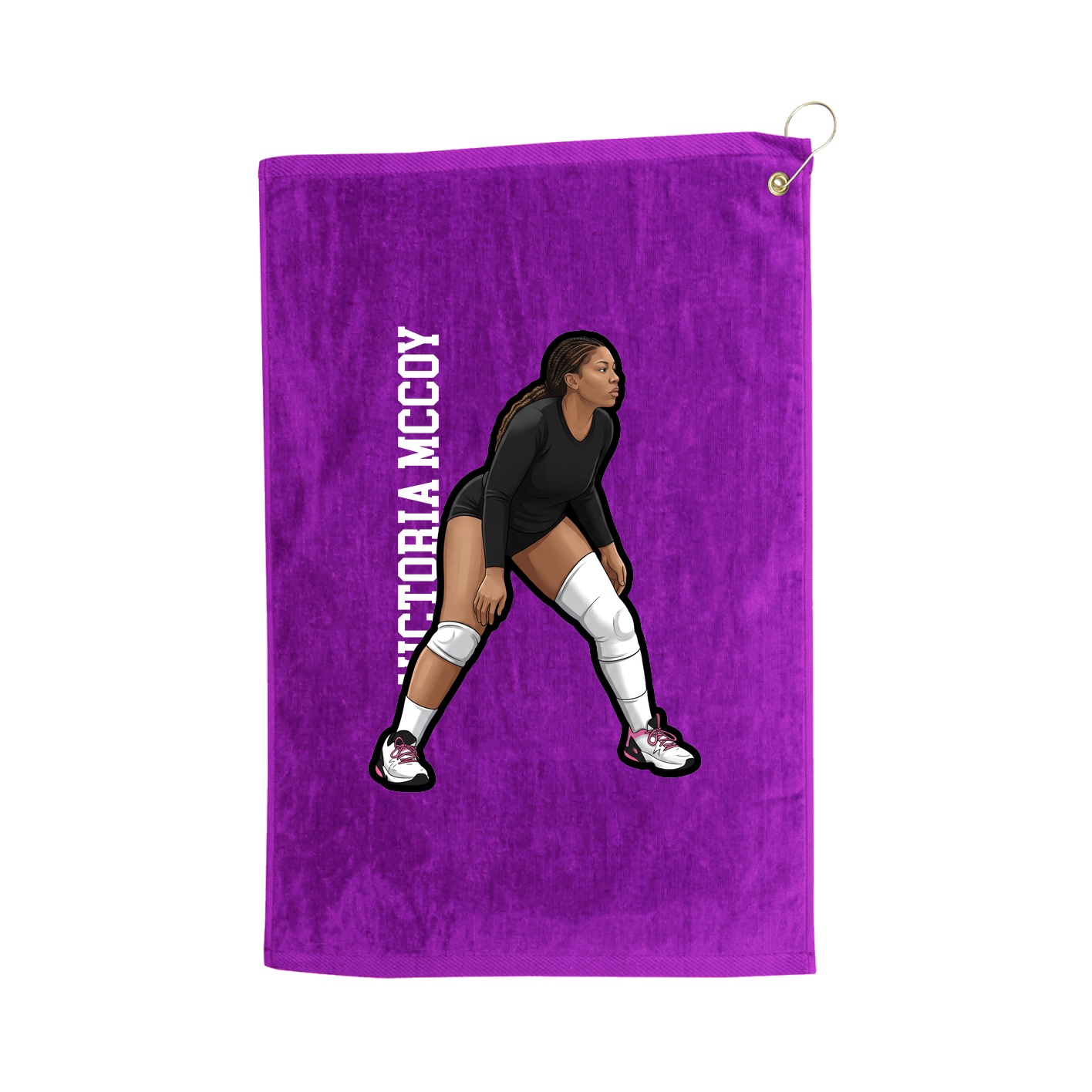 Golf Towel — Name Vertical in Purple
