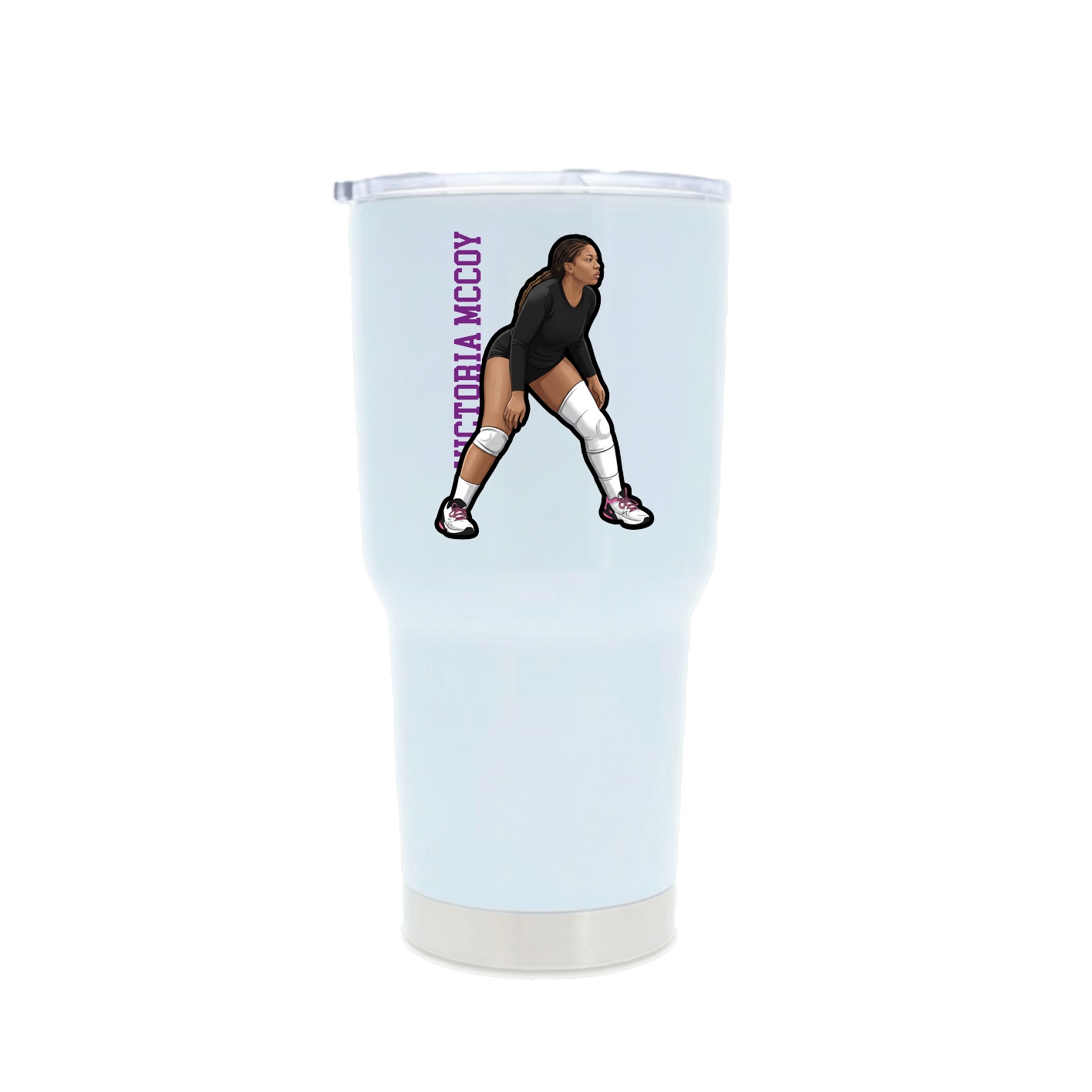 30oz Stainless Steel Tumbler — Name Vertical in White
