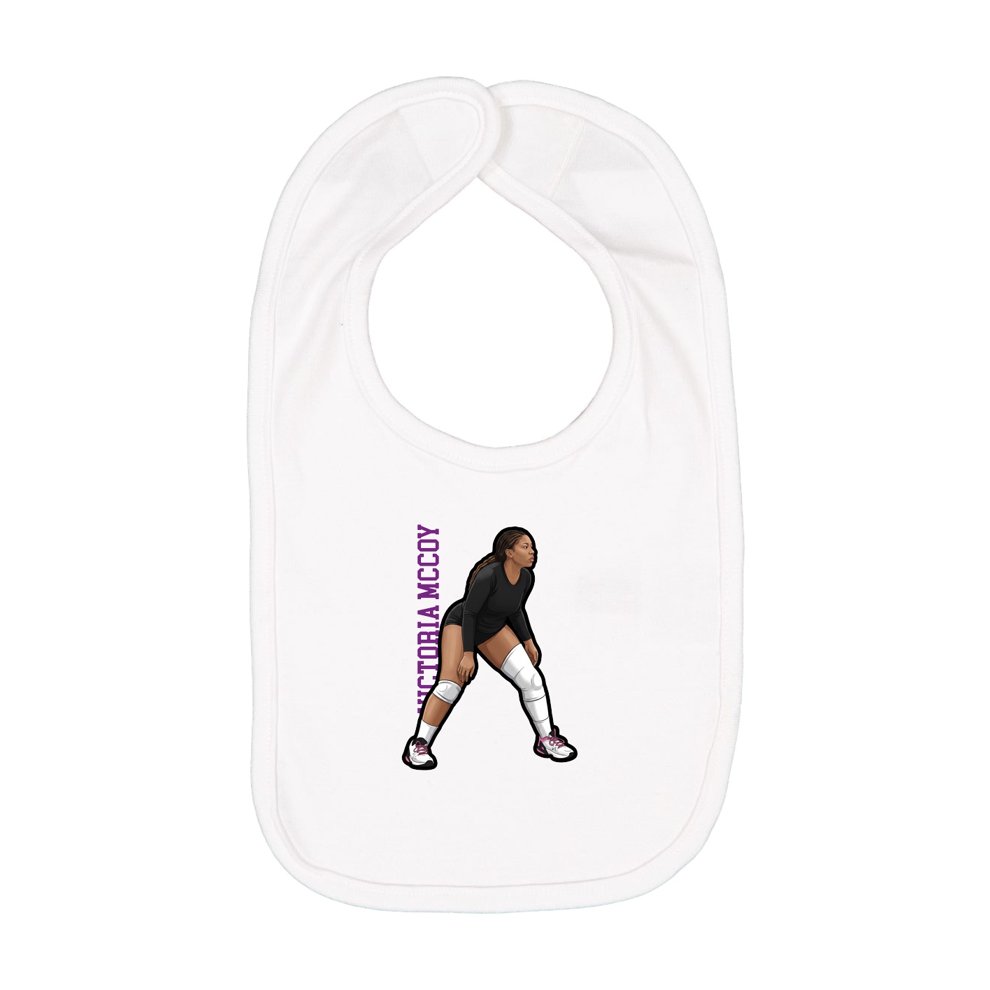 Infant Bib — Name Vertical in White