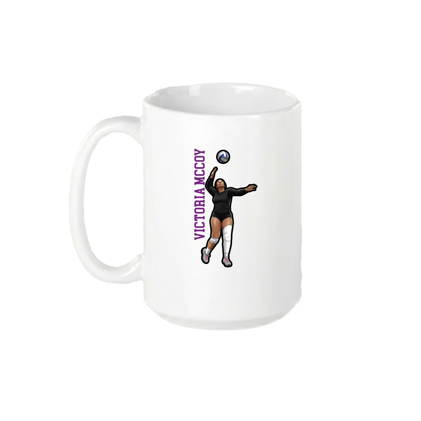 15oz Coffee Mug — Name Vertical in White