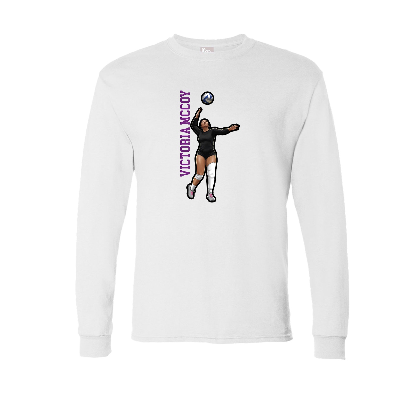 Long Sleeve Tee — Name Vertical in White