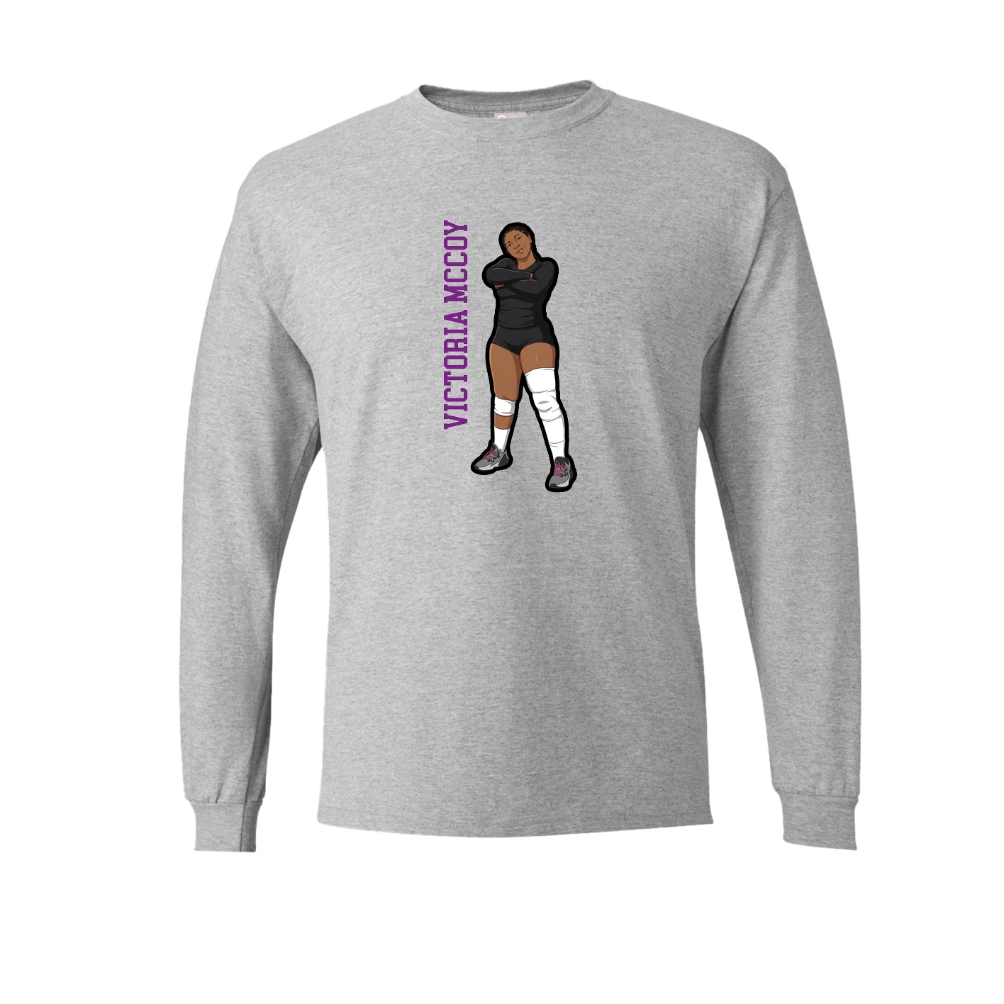 Long Sleeve Tee — Name Vertical in Grey