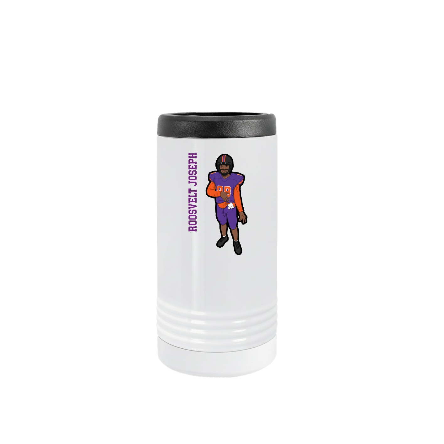 Slim Beverage Holder — Name Vertical in White