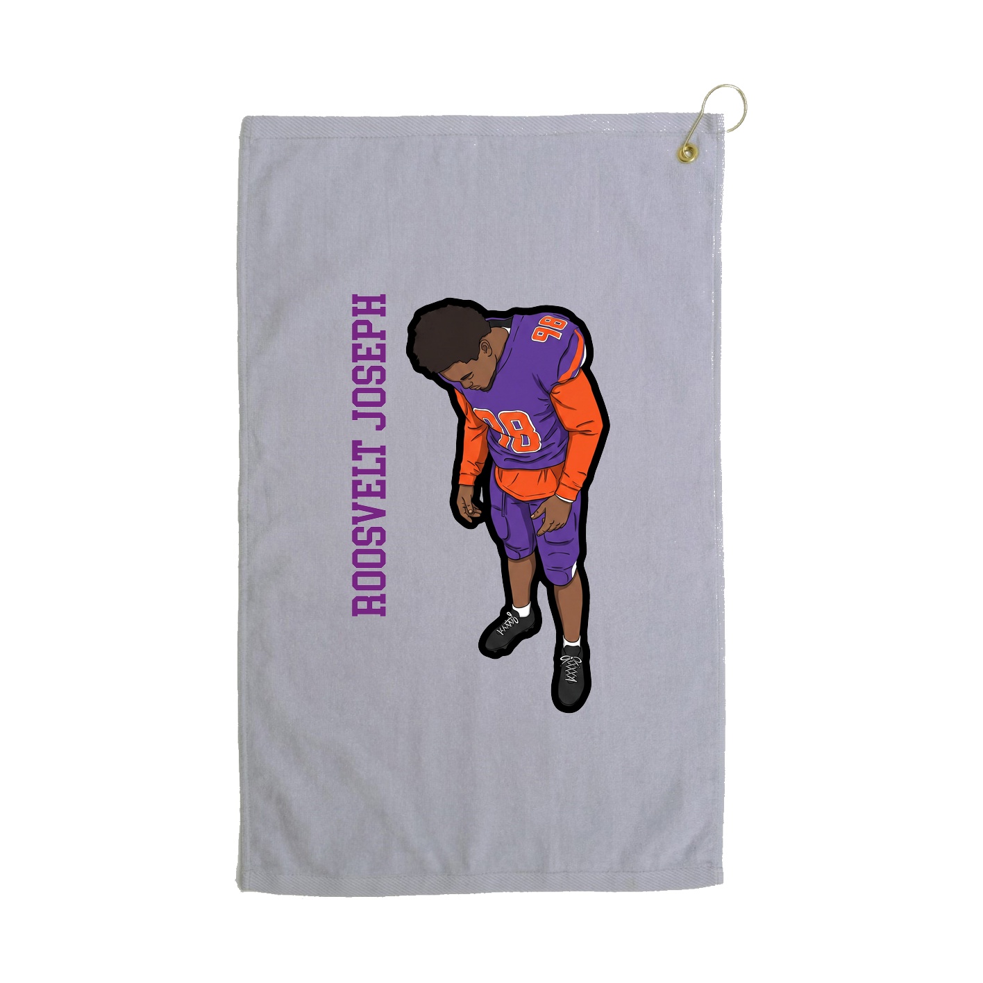 Golf Towel — Name Vertical in Grey