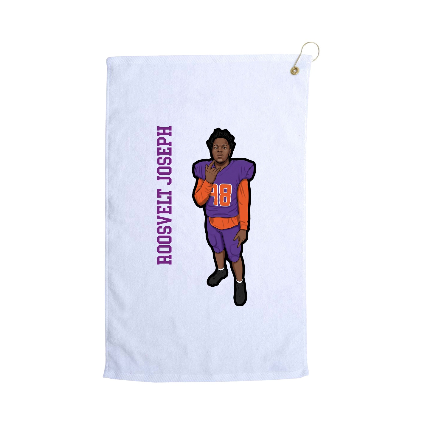 Golf Towel — Name Vertical in White