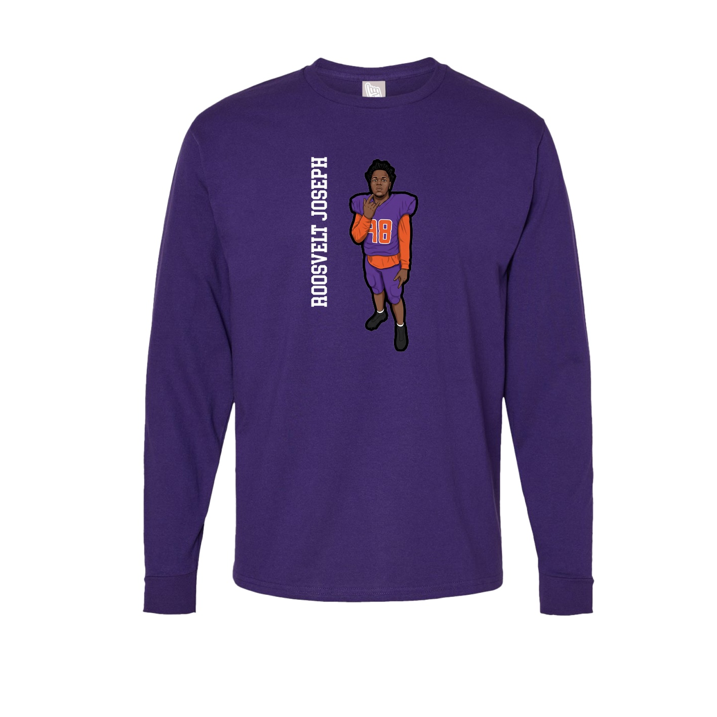 Long Sleeve Tee — Name Vertical in Purple