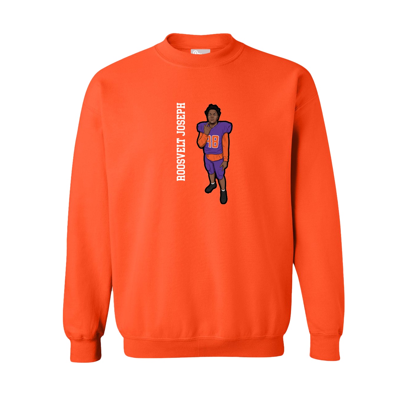 Fleece Crew — Name Vertical in Orange