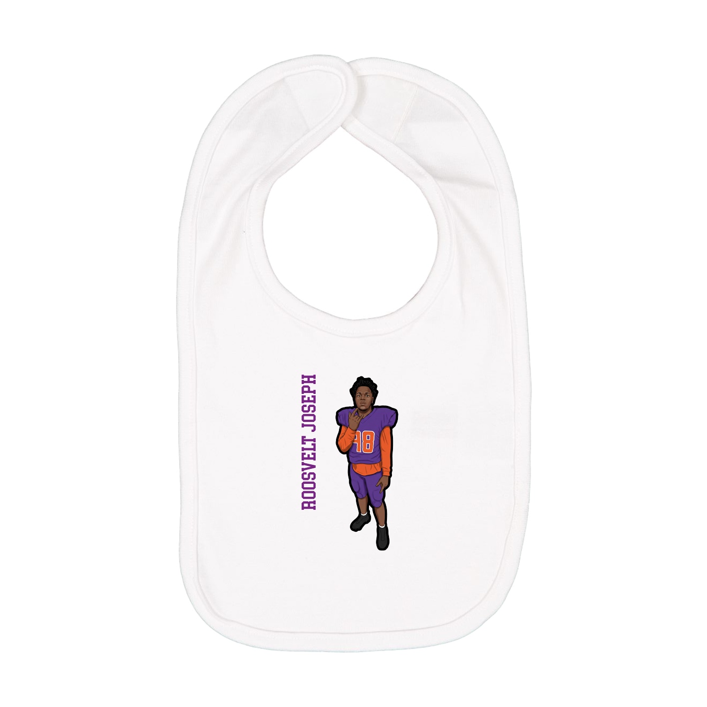 Infant Bib — Name Vertical in White