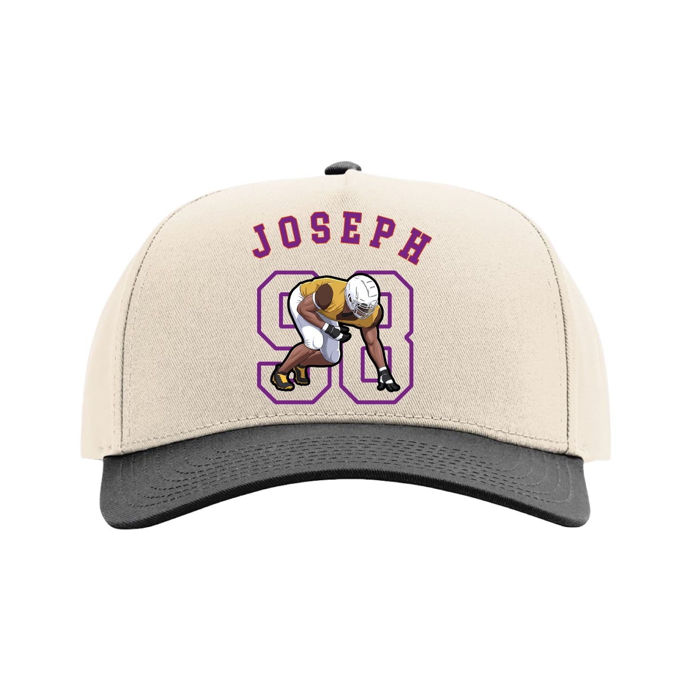 Full Fabric Five-Panel Champ Cap — Shirsey Arch in Cream/Black