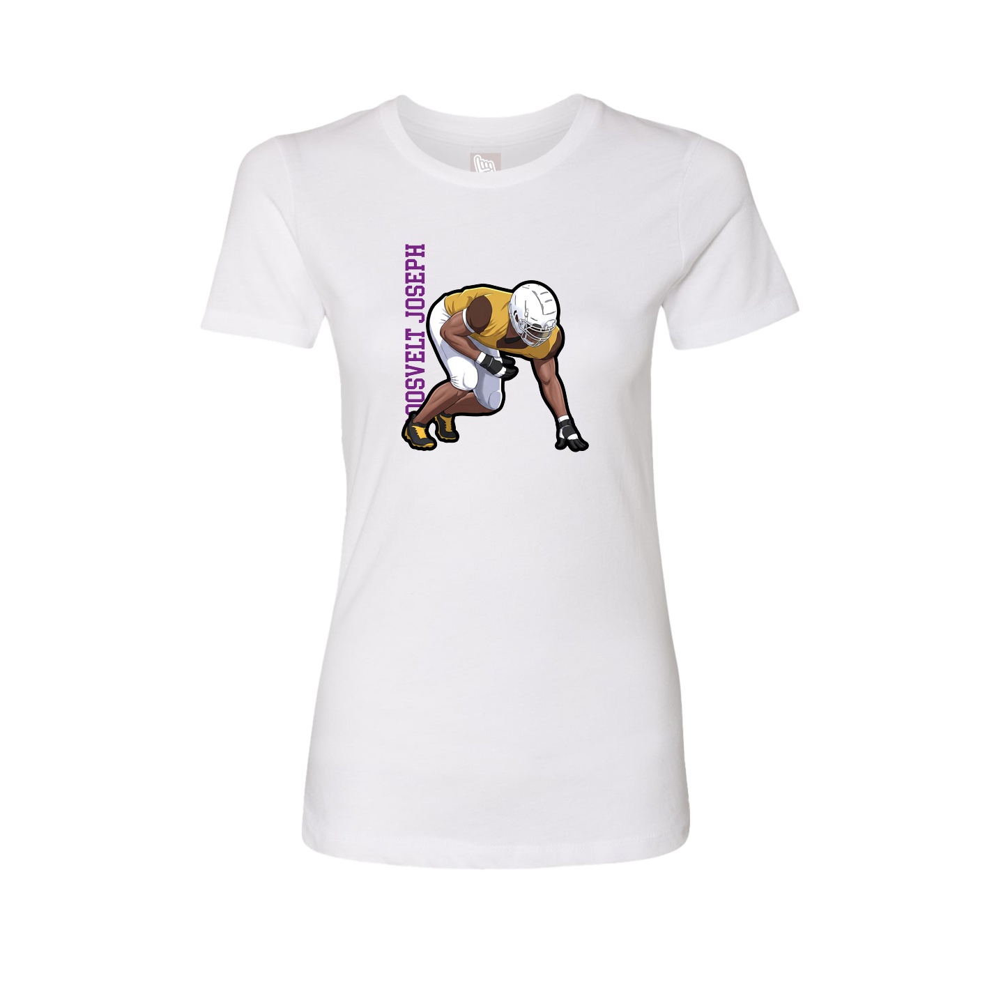 Womens Tee — Name Vertical in White