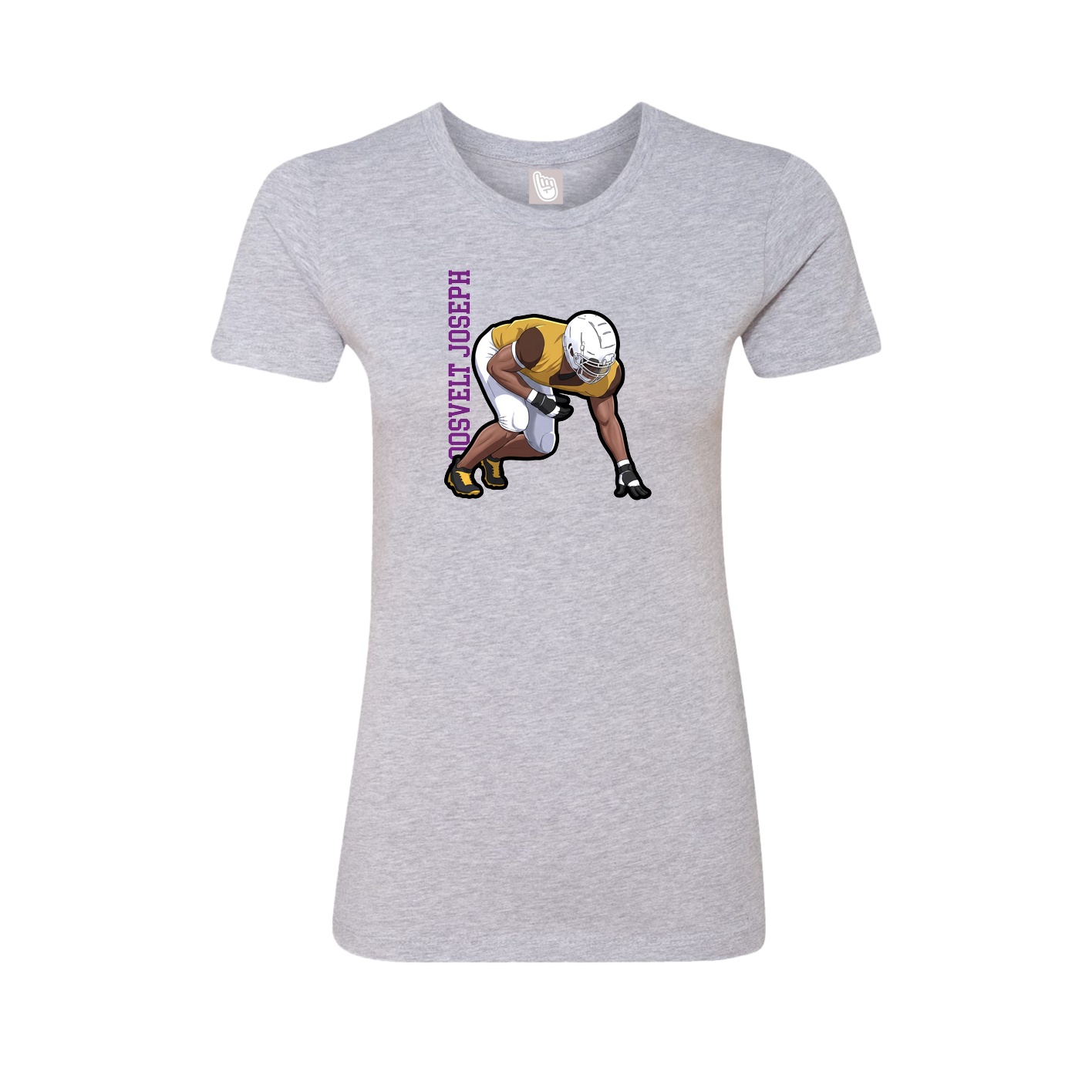 Fitted Women's Tee — Name Vertical in Grey