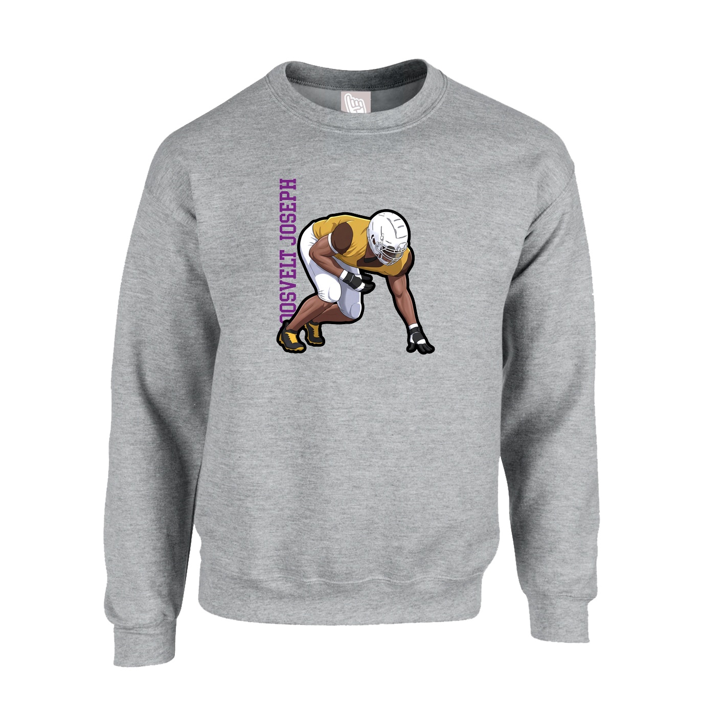 Fleece Crew — Name Vertical in Grey