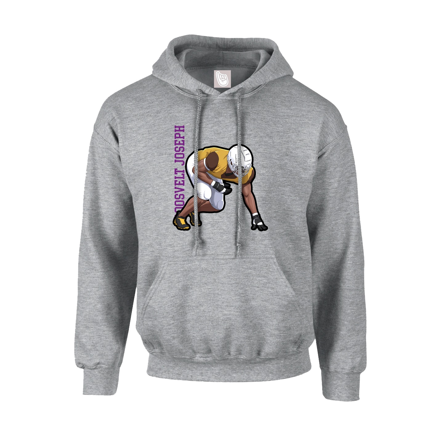 Youth Hoodie — Name Vertical in Grey