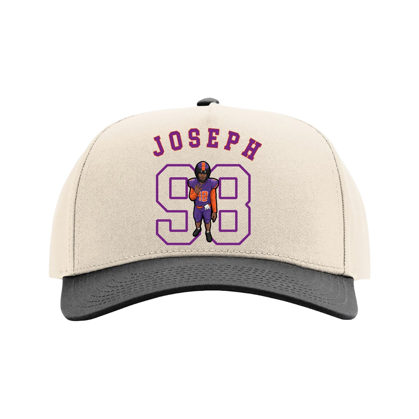 Full Fabric Five-Panel Champ Cap — Shirsey Arch in Cream/Black