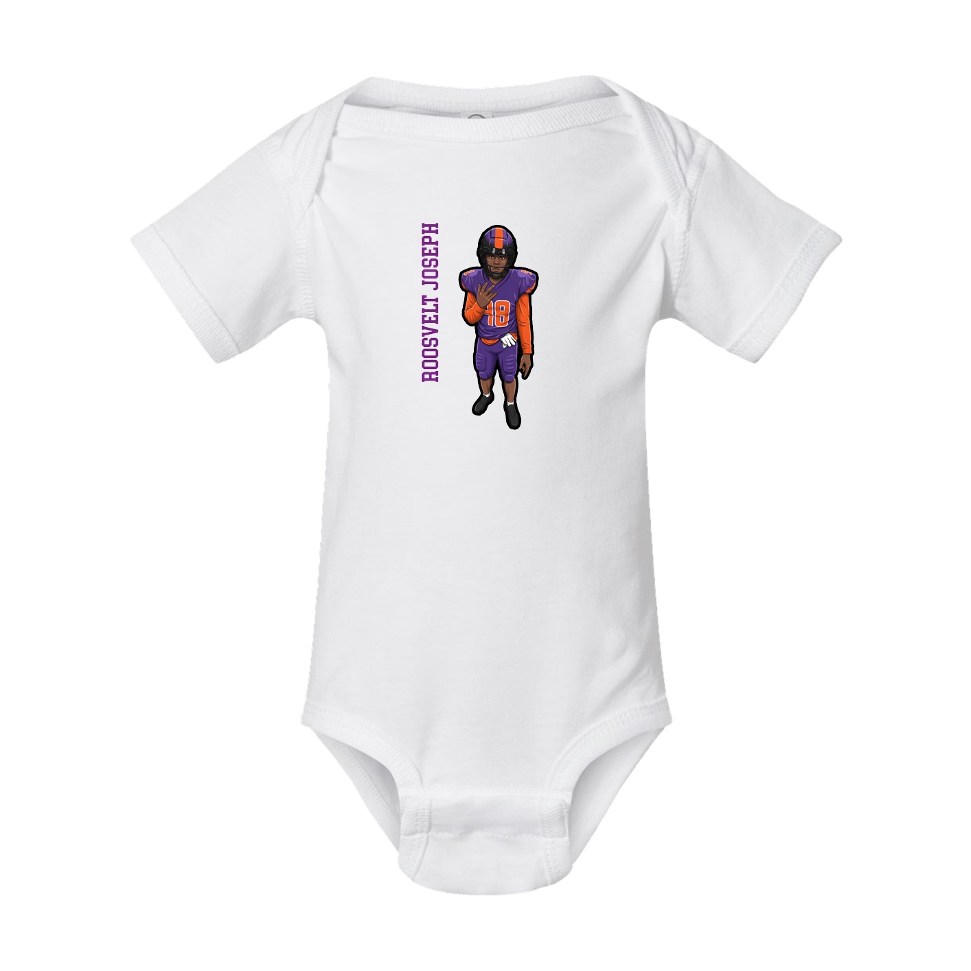 Baby Onesie — Name Vertical in White
