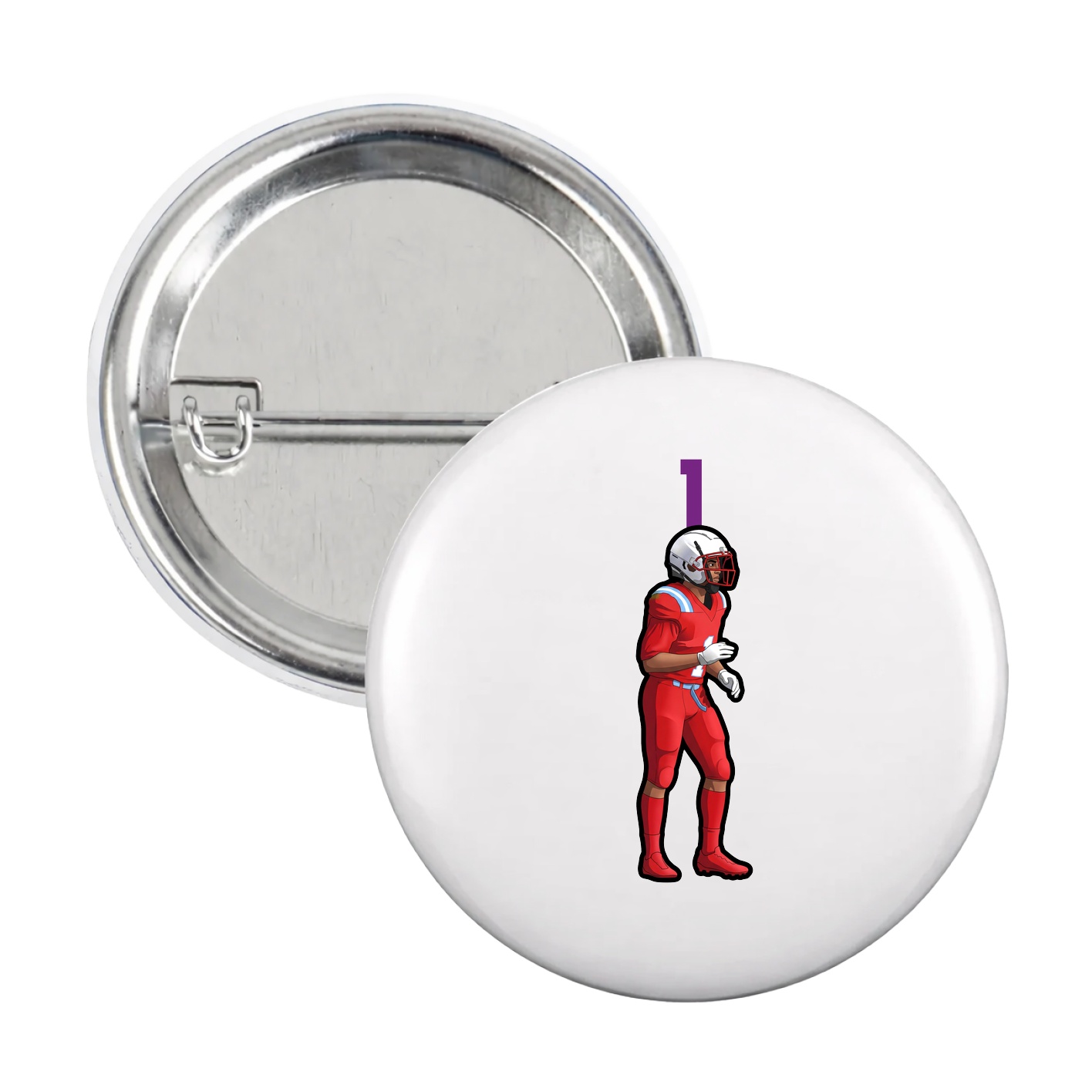 Game Day Button — Number Top in White