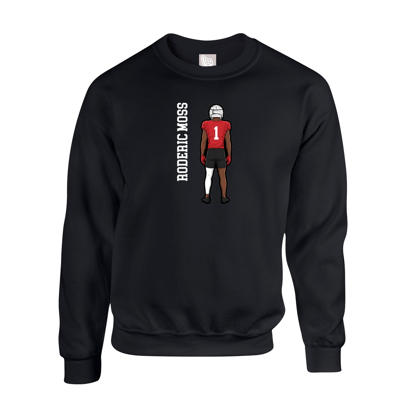 Fleece Crew — Name Vertical in Black