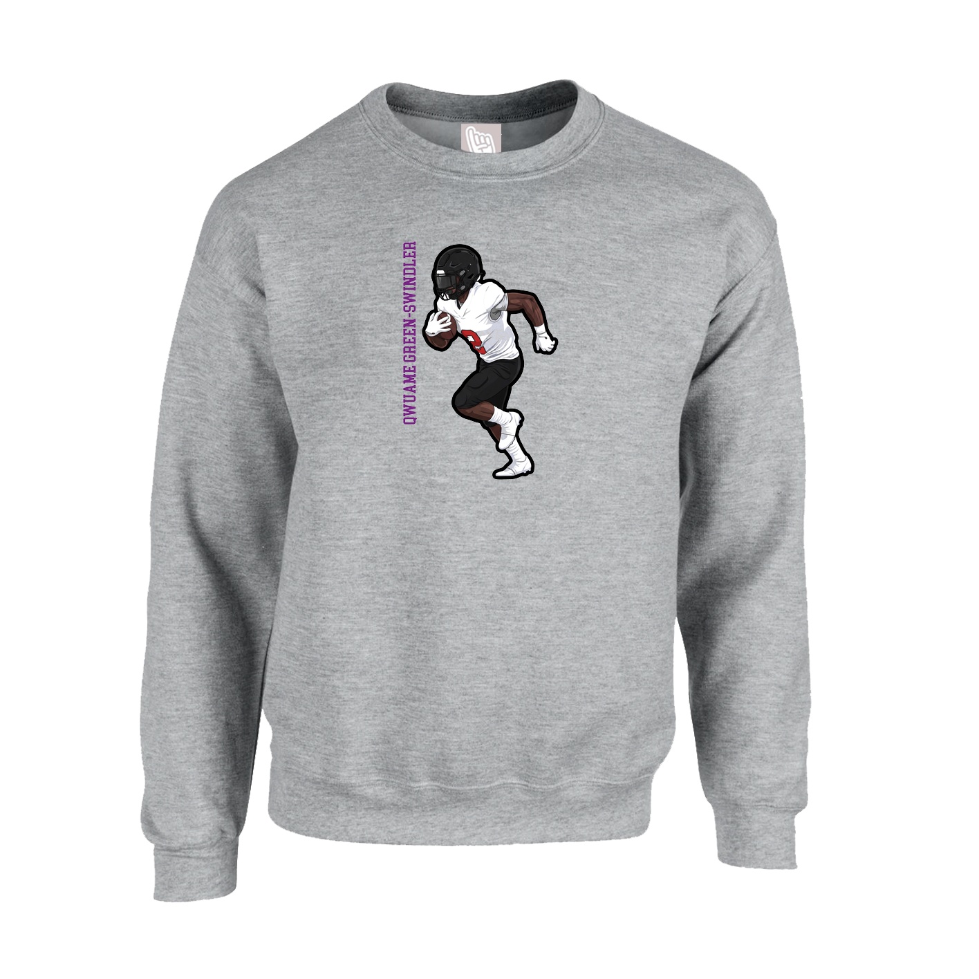Fleece Crew — Name Vertical in Grey