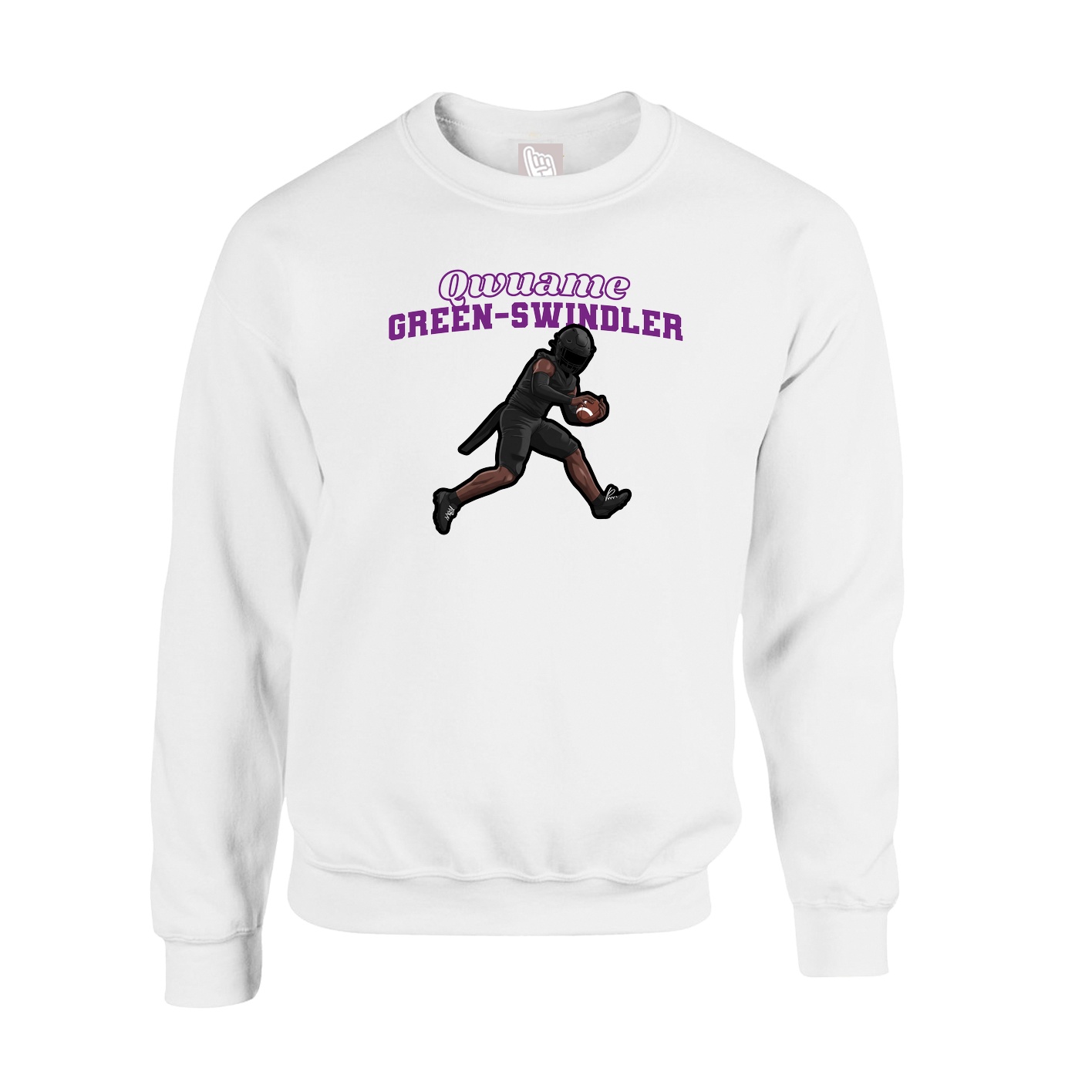 Fleece Crew — Name Arch in White