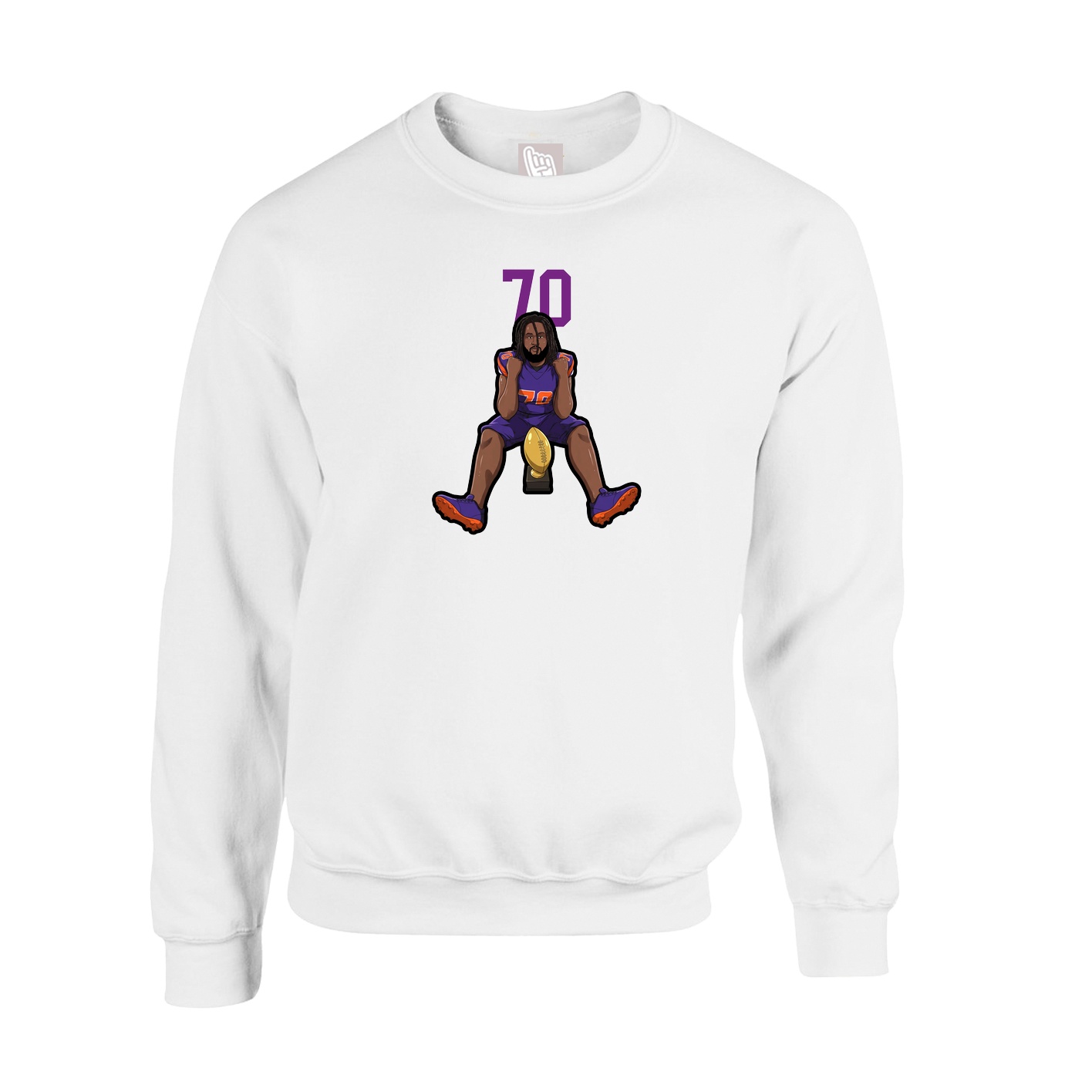 Fleece Crew — Number Top in White