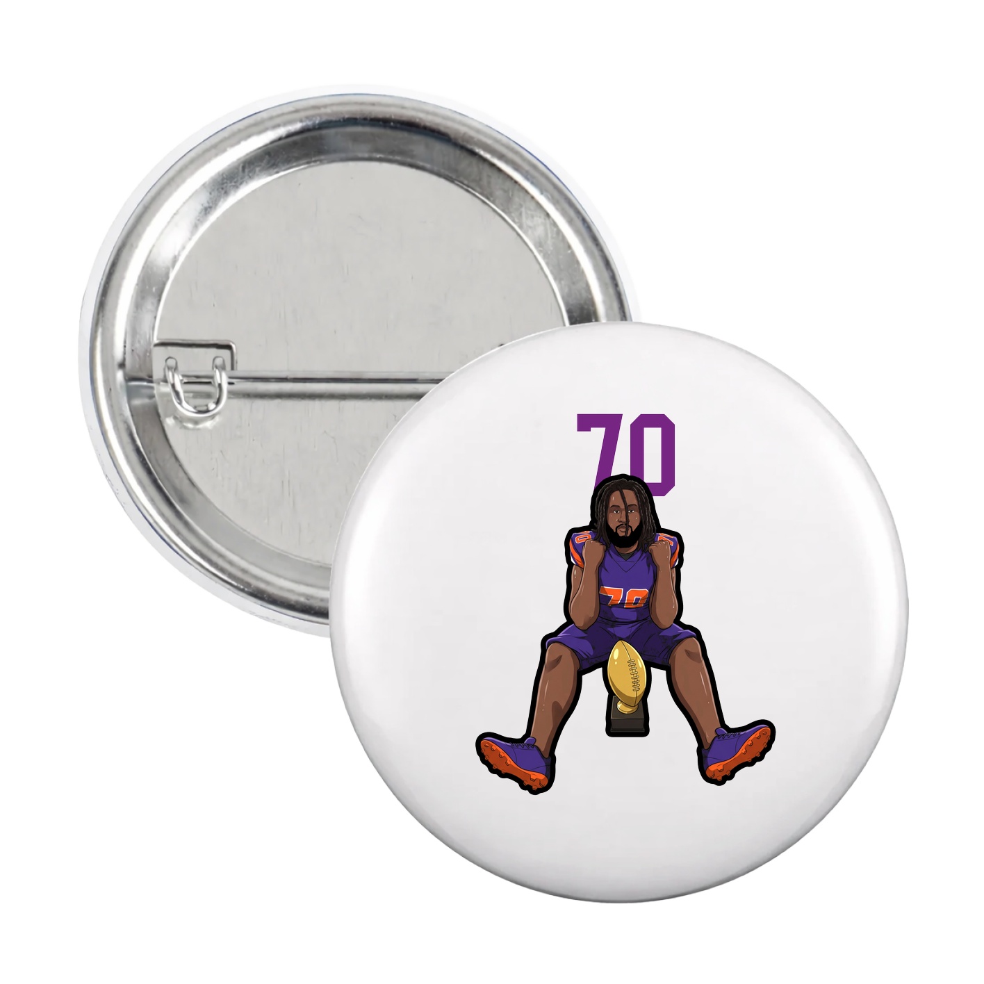 Game Day Button — Number Top in White