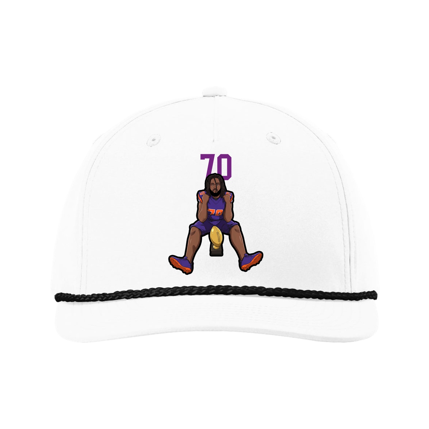 Five-Panel Classic Rope Cap — Number Top in White