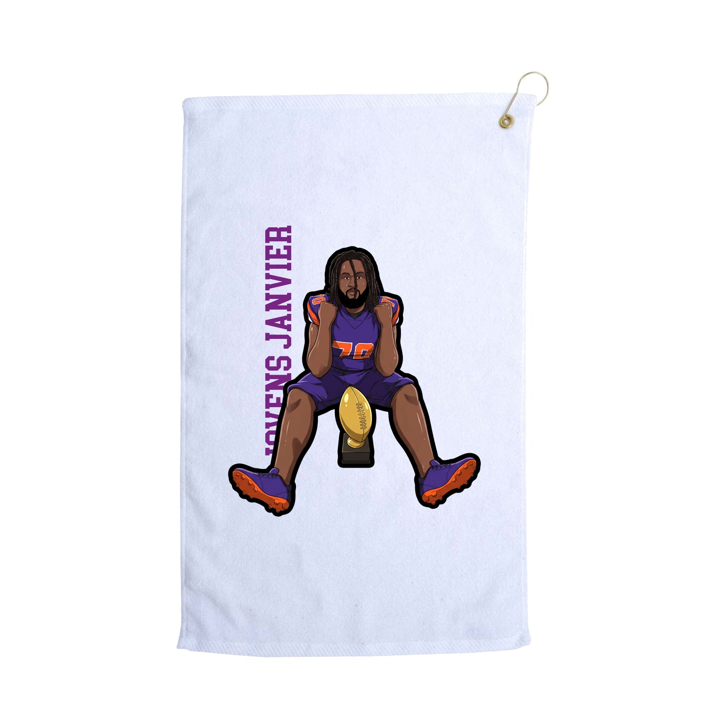Golf Towel — Name Vertical in White