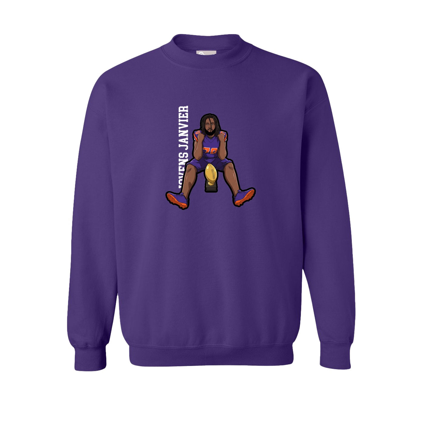 Fleece Crew — Name Vertical in Purple