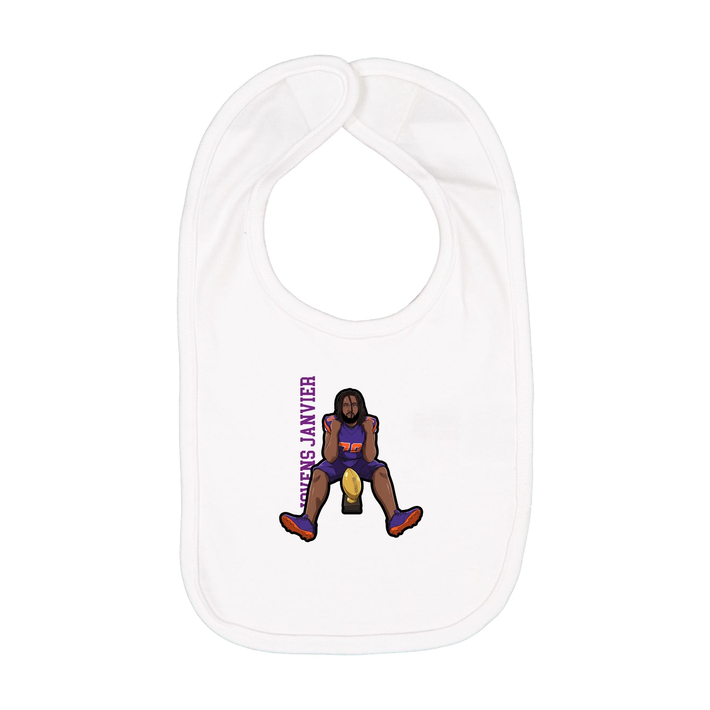 Infant Bib — Name Vertical in White