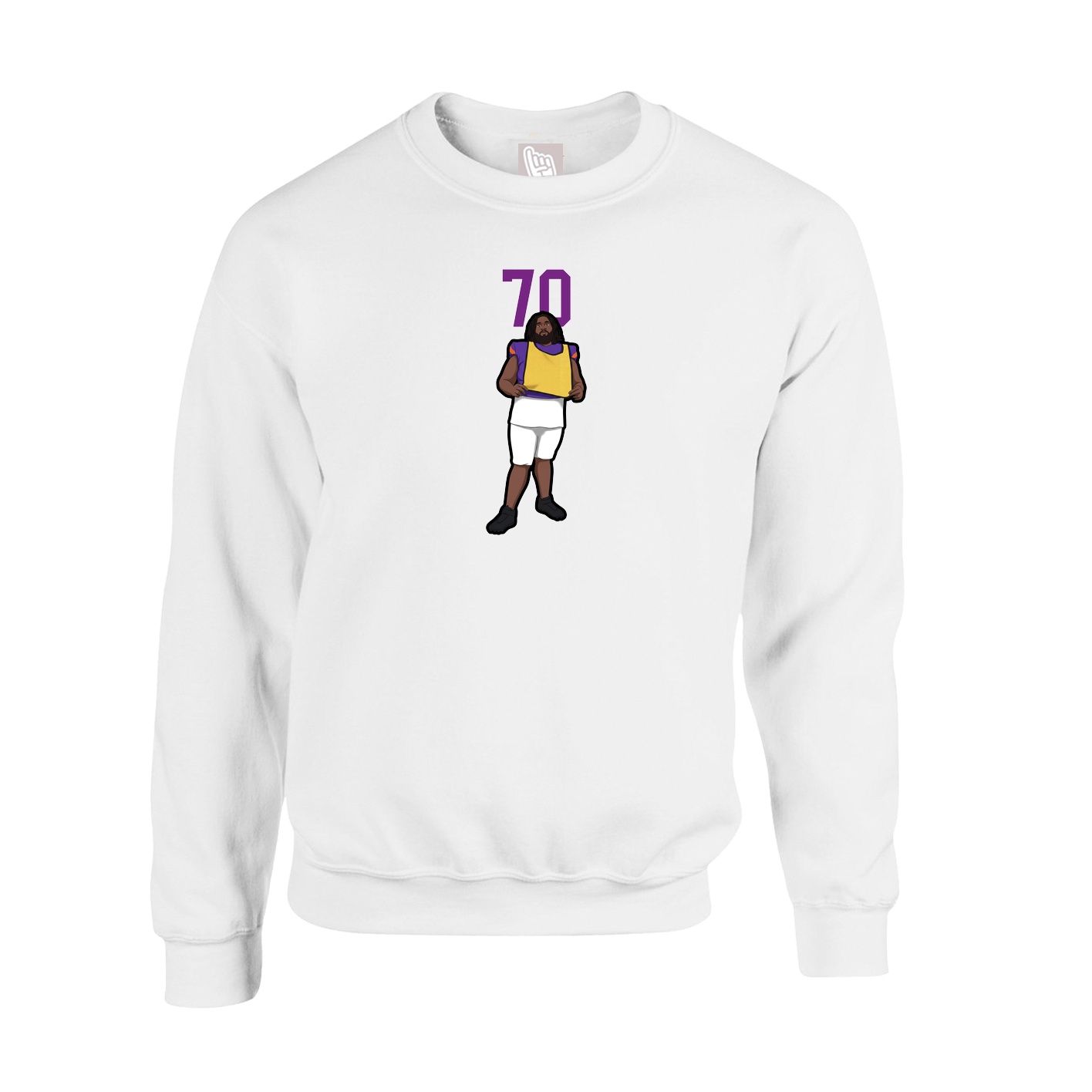 Fleece Crew — Number Top in White