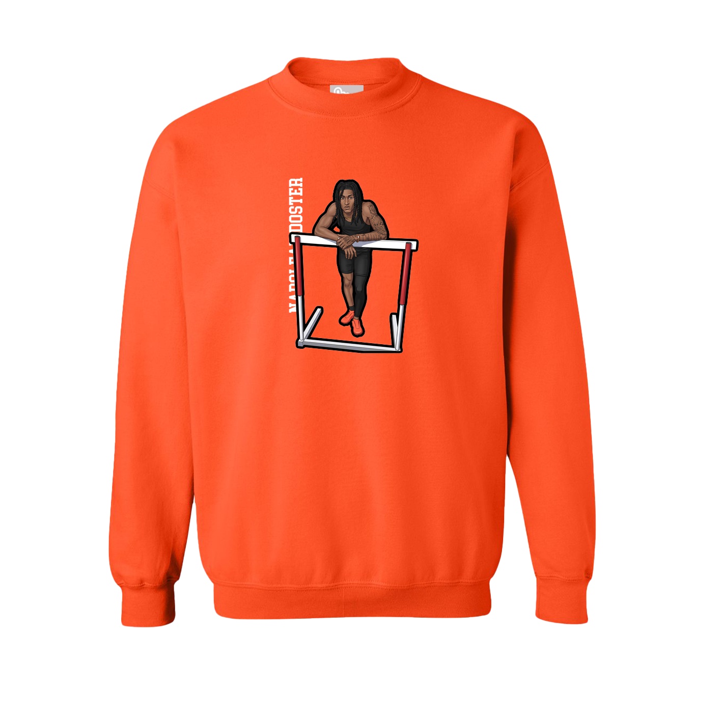Fleece Crew — Name Vertical in Orange