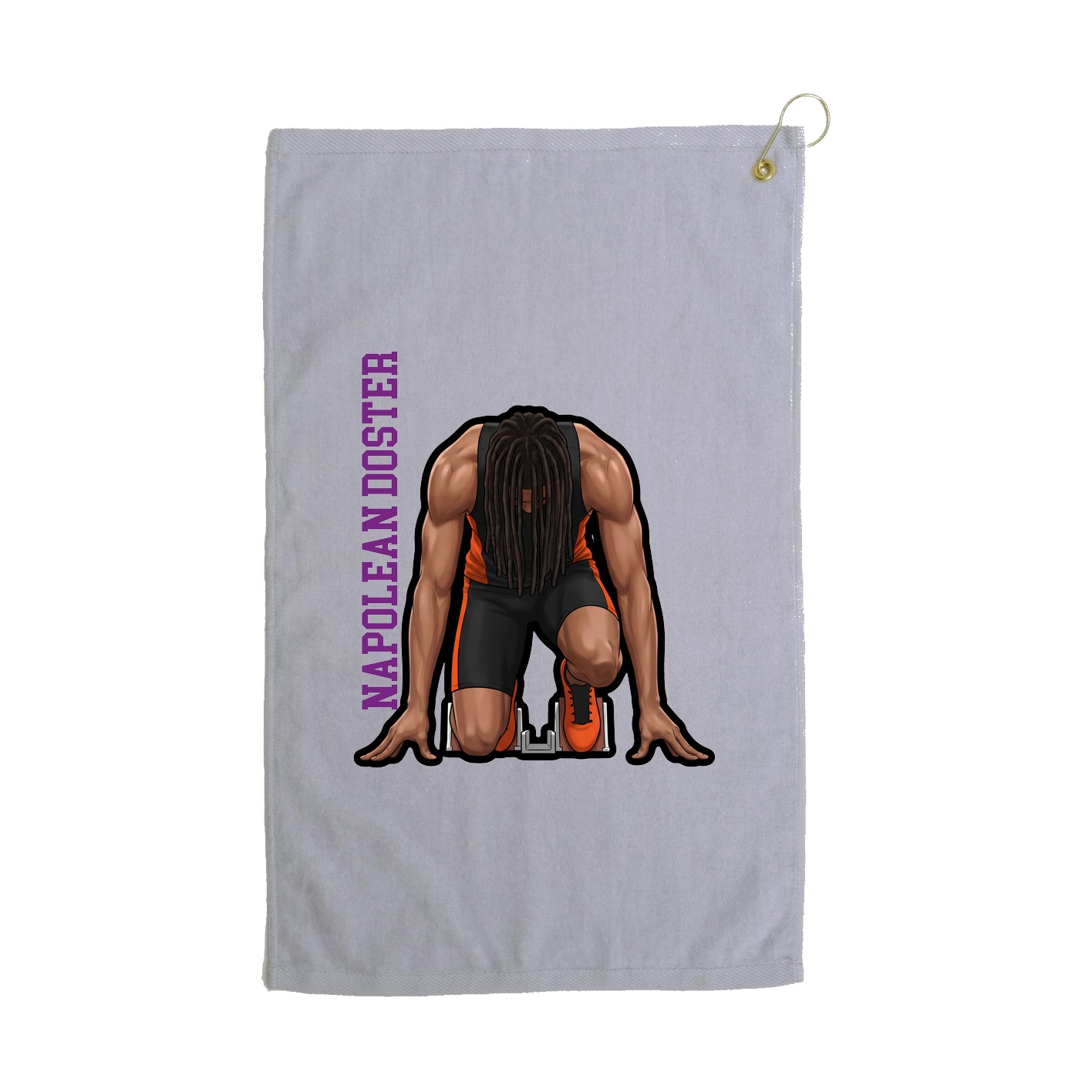 Golf Towel — Name Vertical in Grey