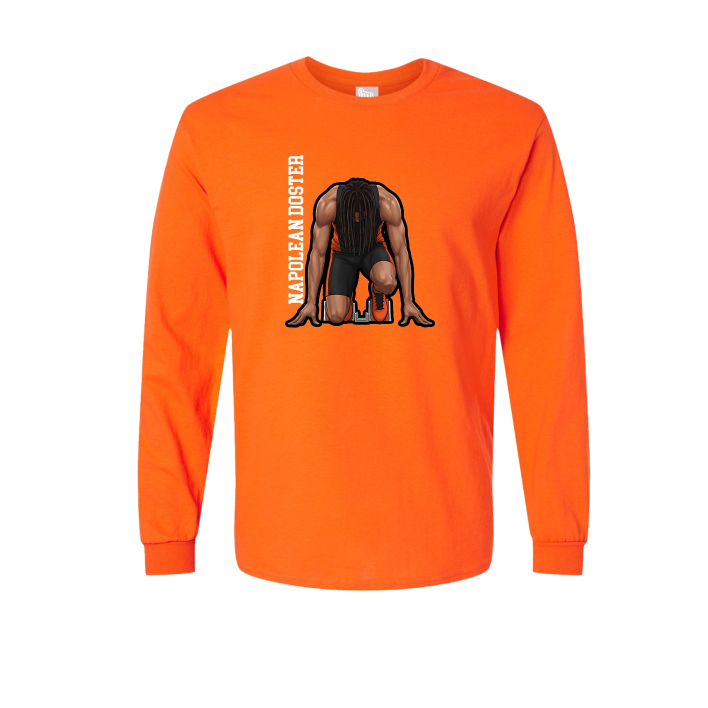 Long Sleeve Tee — Name Vertical in Orange