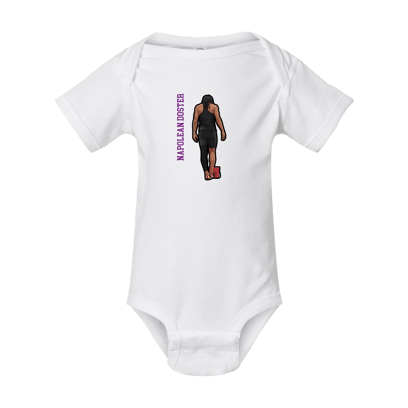 Baby Onesie — Name Vertical in White