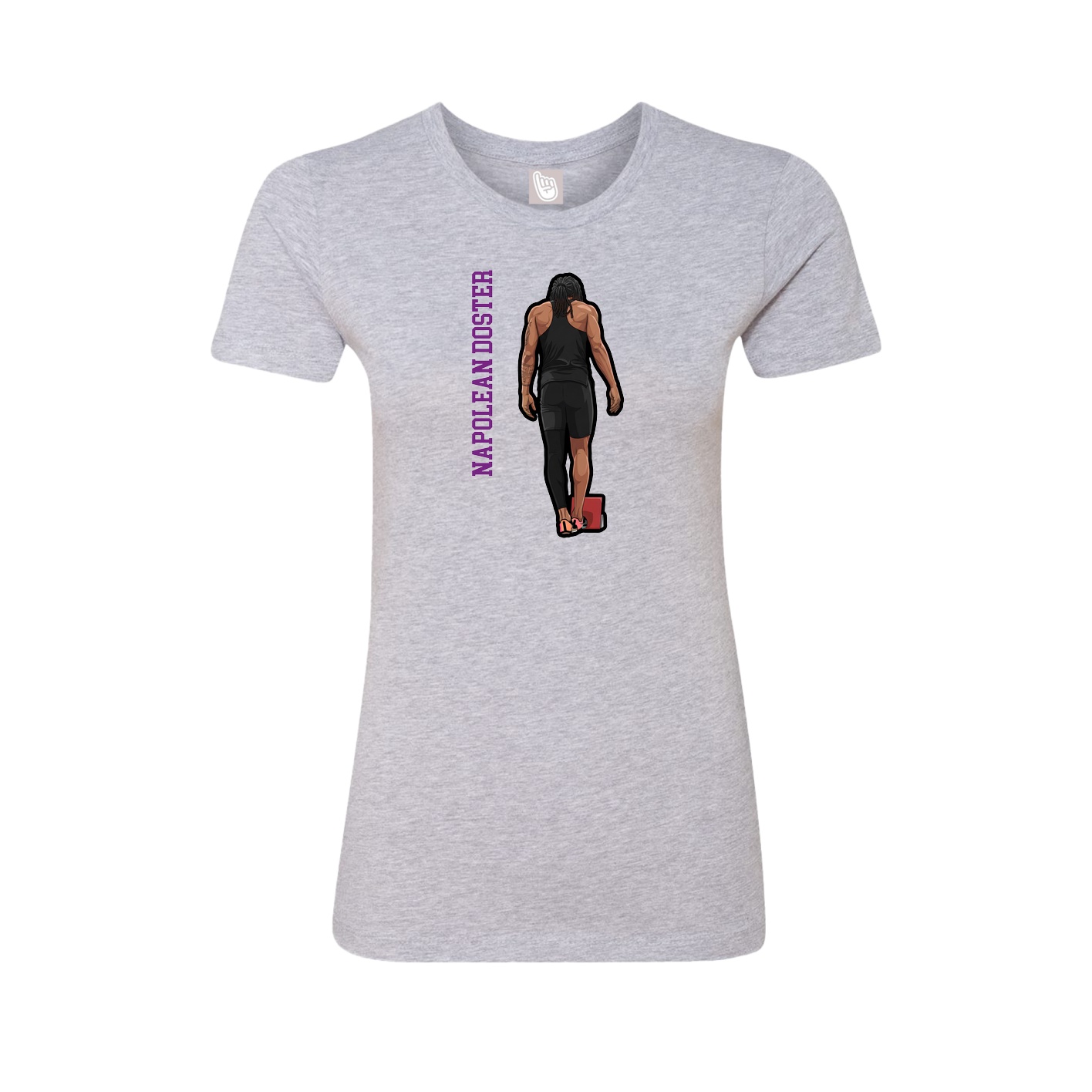 Fitted Women's Tee — Name Vertical in Grey