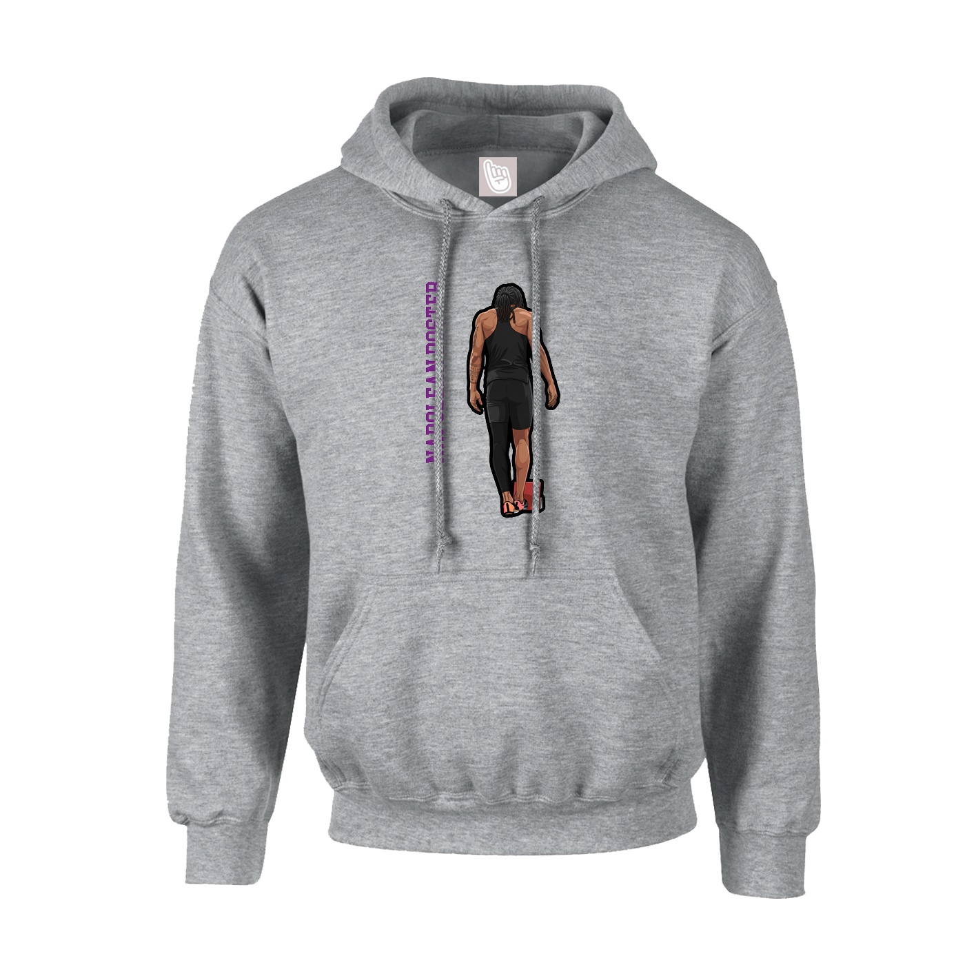 Hoodie — Name Vertical in Grey