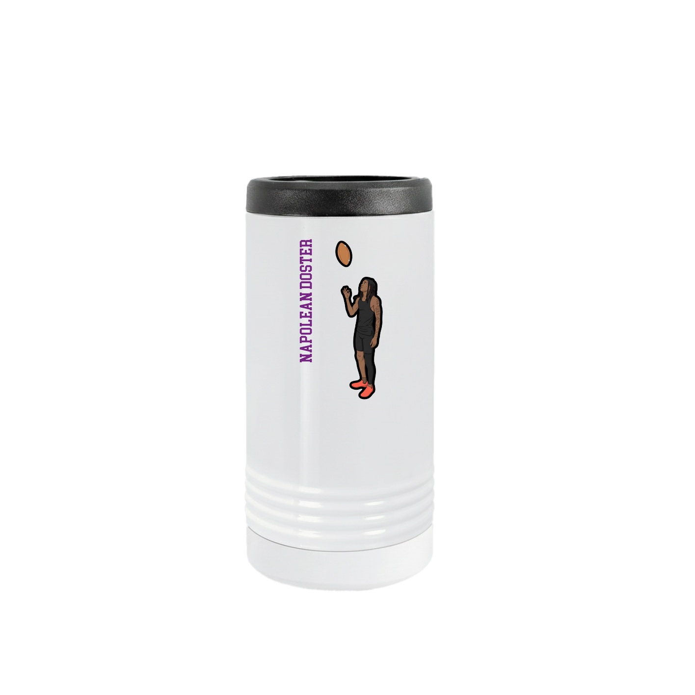 Slim Beverage Holder — Name Vertical in White