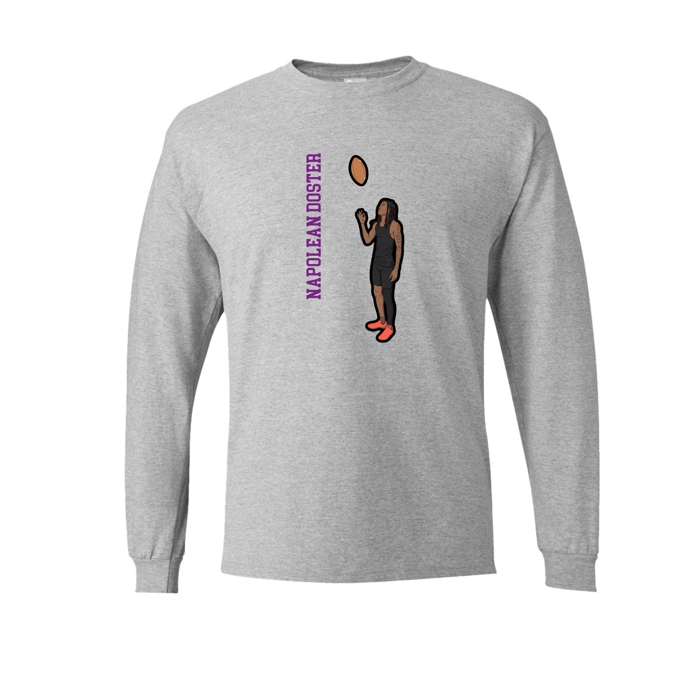 Long Sleeve Tee — Name Vertical in Grey