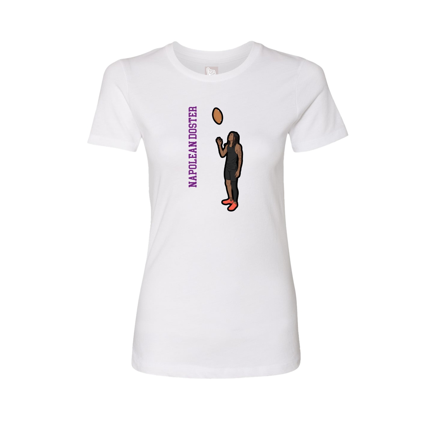 Fitted Women's Tee — Name Vertical in White