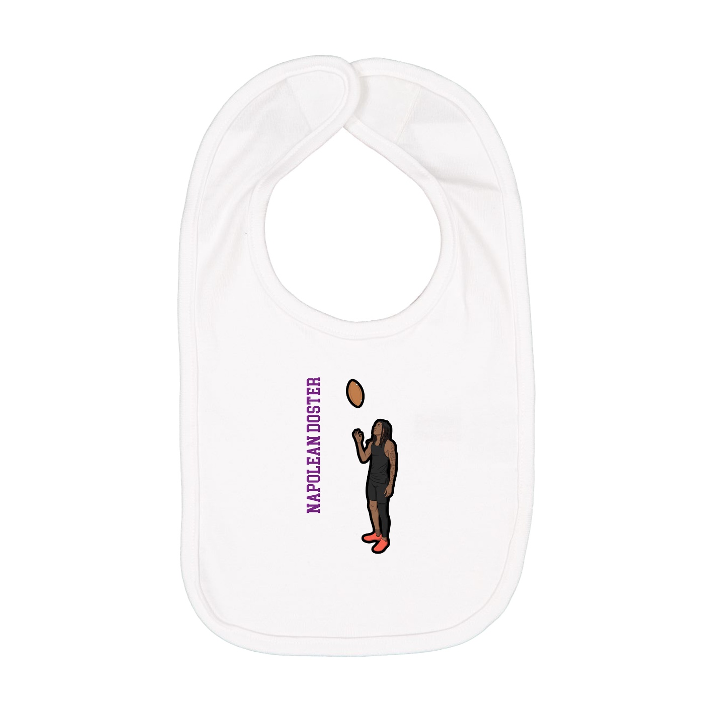 Infant Bib — Name Vertical in White