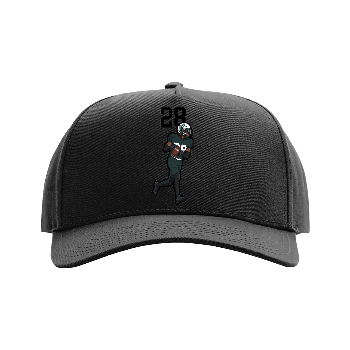 Full Fabric Five-Panel Champ Cap — Number Top in Black
