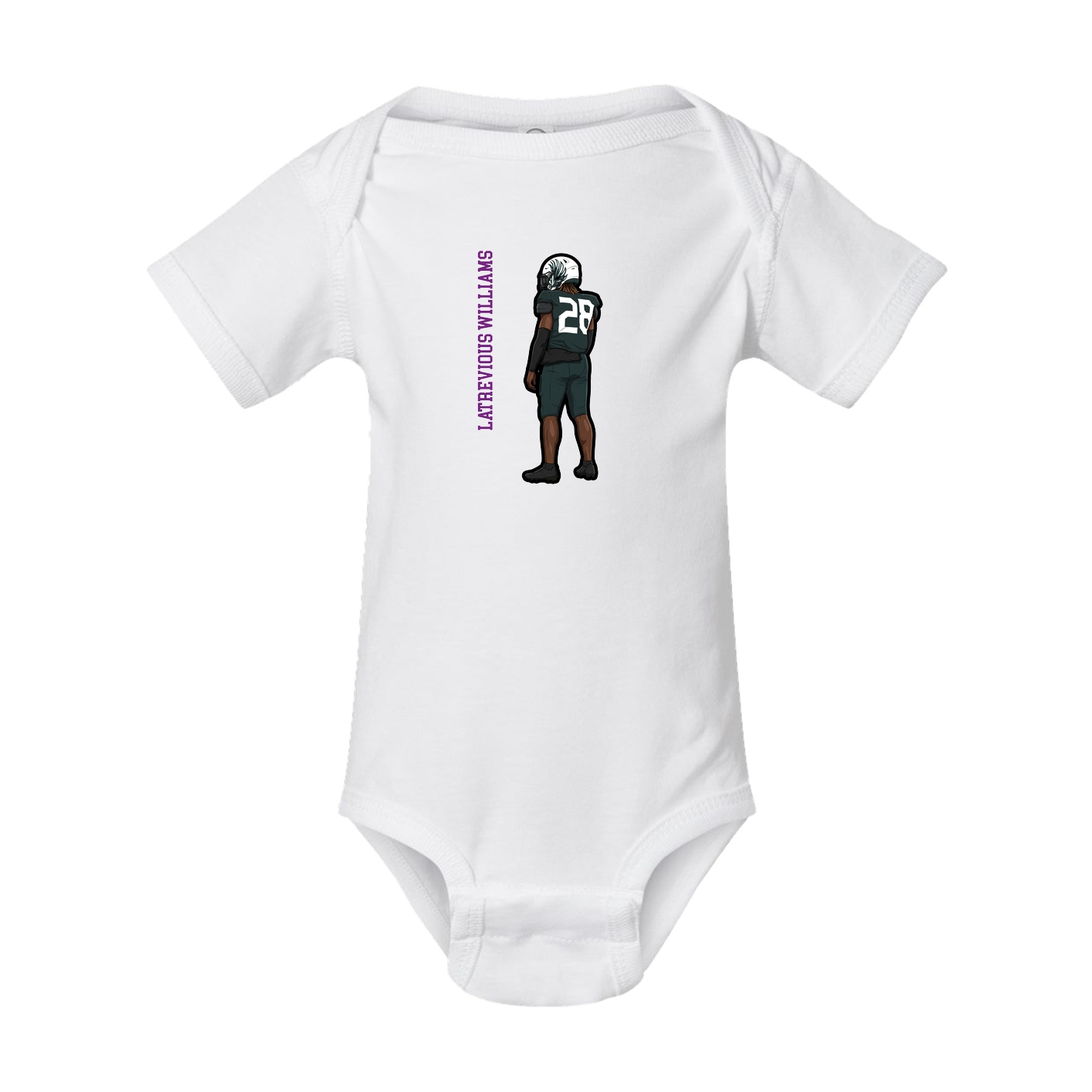 Baby Onesie — Name Vertical in White