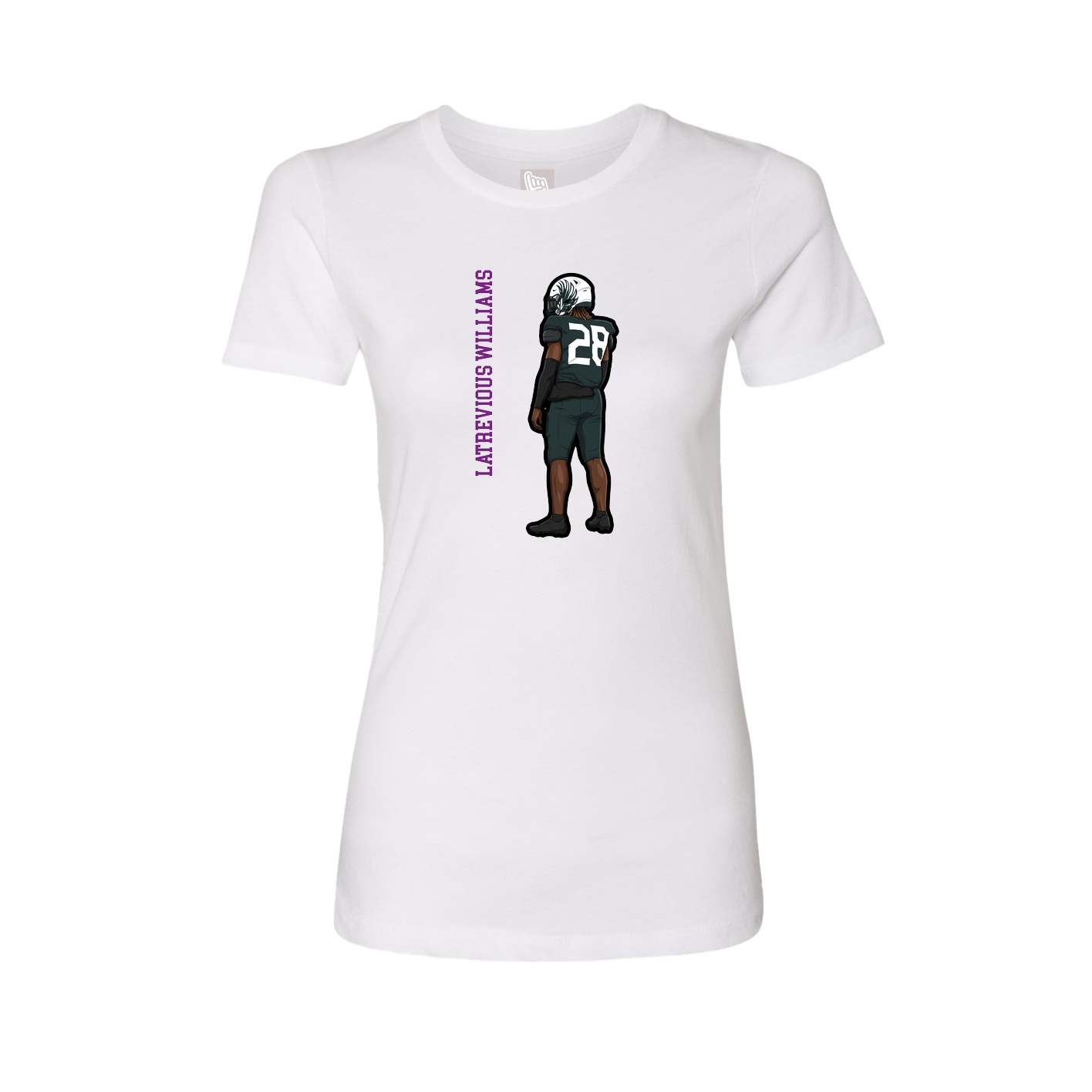 Fitted Women's Tee — Name Vertical in White