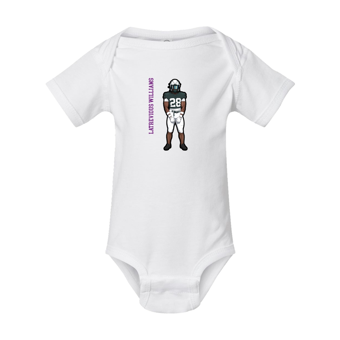 Baby Onesie — Name Vertical in White