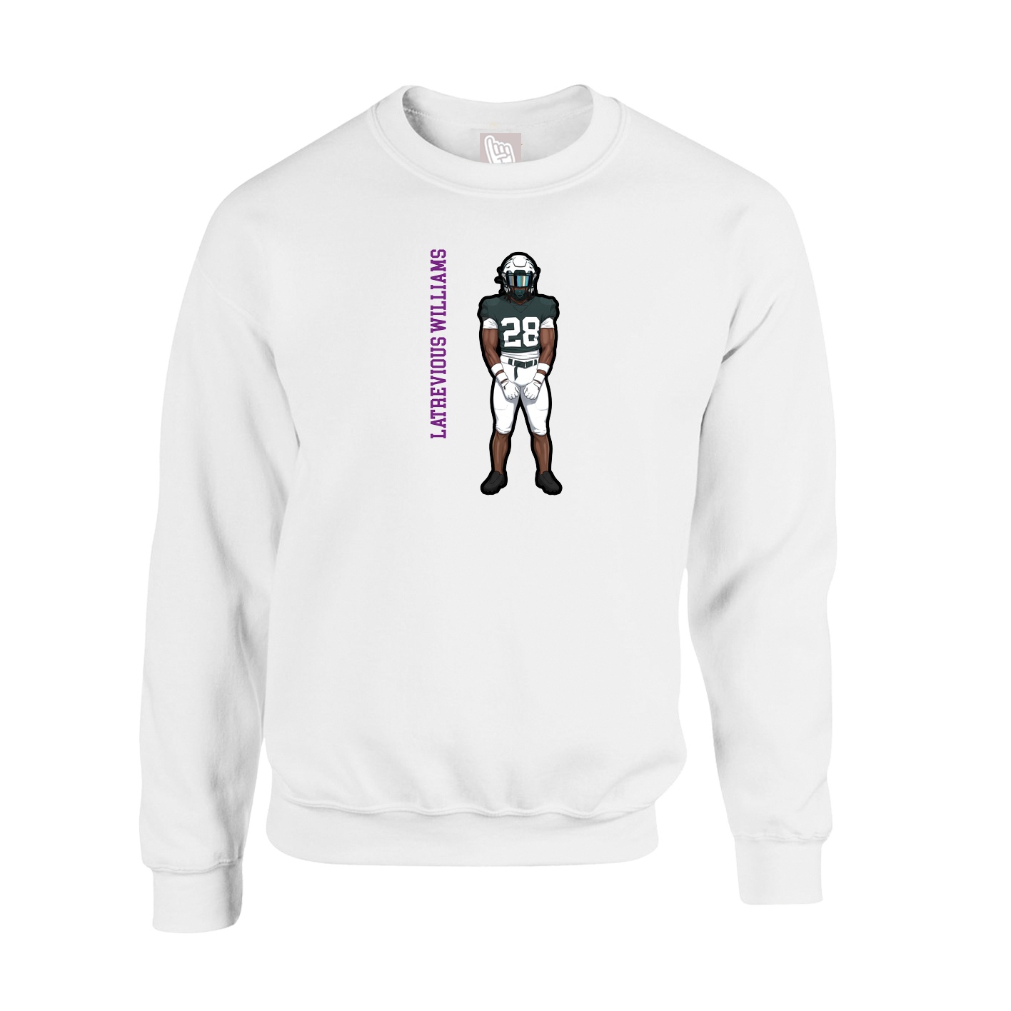 Fleece Crew — Name Vertical in White